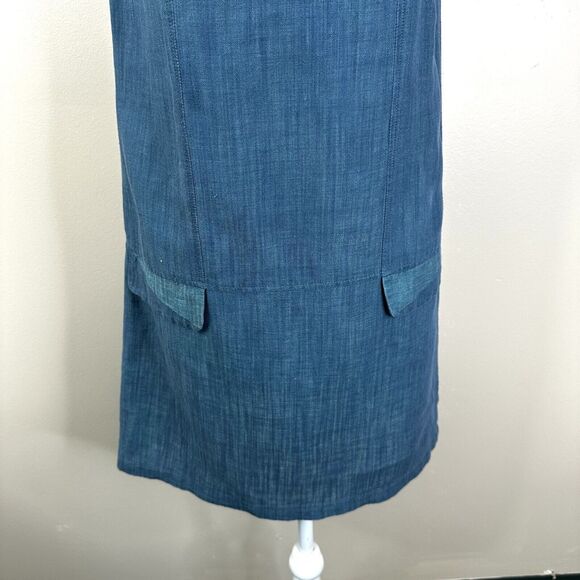 Cotelac Dress Womens 1/ US 6 Blue Linen Sleeveless Casual Shift Lagenlook - Picture 4 of 9